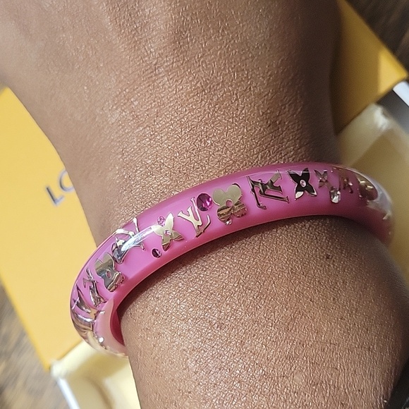LOUIS VUITTON RESIN NARROW AUTHENTIC INCLUSION BANGLE COA - Picture 6 of 6